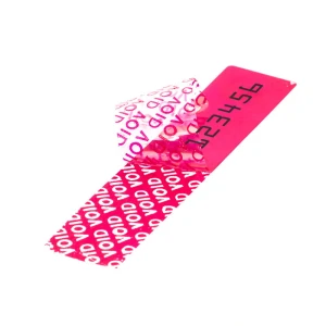 Rood verzegelingsetiket 100x20 mm + sporen op het oppervlak